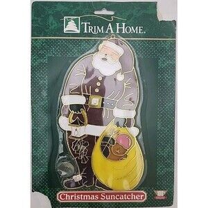Vintage Trim A Home Christmas Santa Clause Window Suncatcher w/ Suction Cup NEW